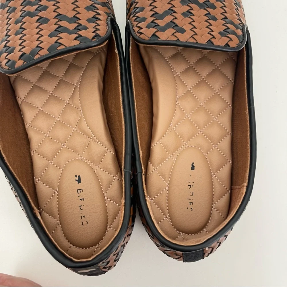 Birdies Woven Leather Loafers in Brown and Black